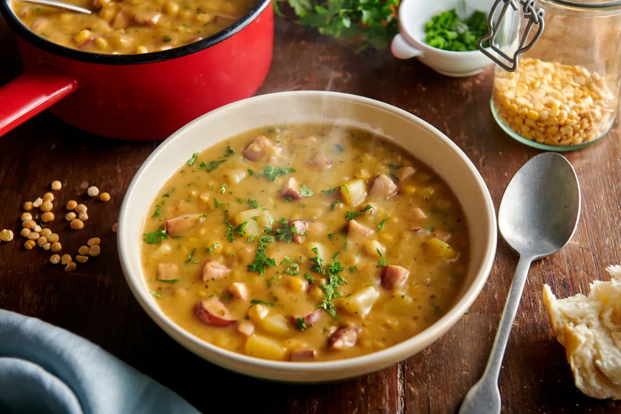 Ile kalorii ma zupa grochowa z ziemniakami i kiełbasą? Sprawdź!